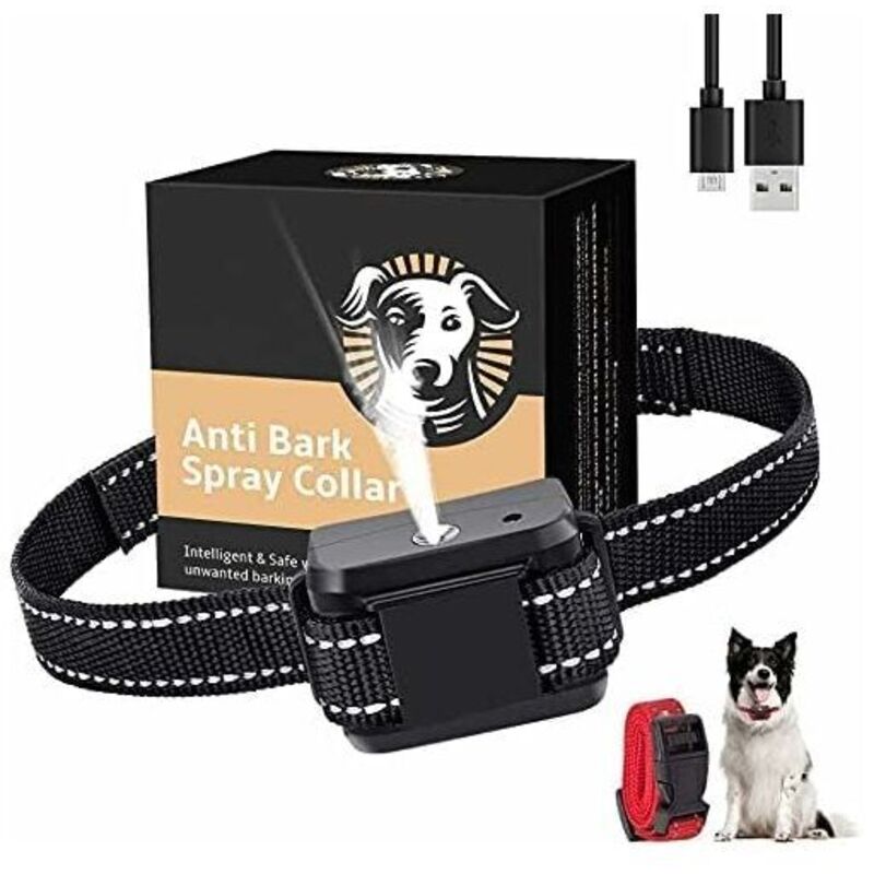 Anti-Bell-Hundehalsband, Citronella Anti-Bell-Hundehalsband-Spray, wiederaufladbares und sicheres Trainingshalsband mit 2 Riemen zum Austauschen