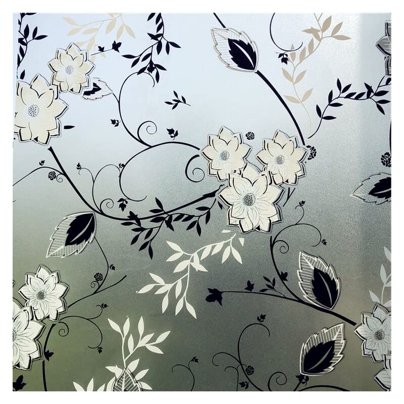 Aougo - Anti-Peek-Fensterfolie, elektrostatische Blumen-Fensterfolie, 44,5 x 200 cm npterbl