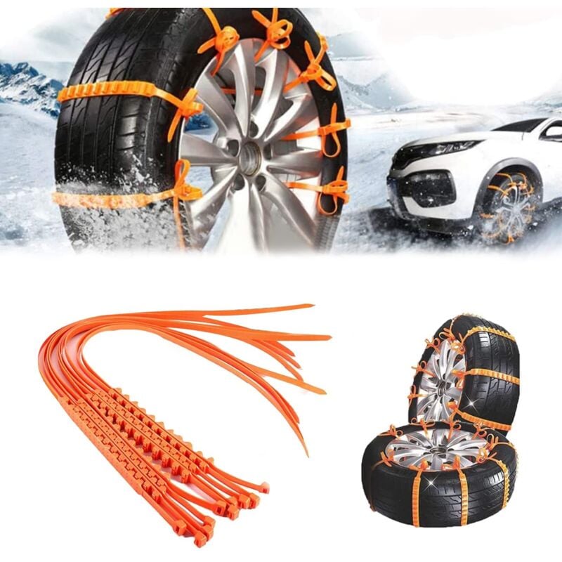 Anti-Rutsch-Kette für Autos, wiederverwendbare Anti-Schneeketten für Autos, universell verstellbare tragbare Notfall-Schneereifenketten für Autos,