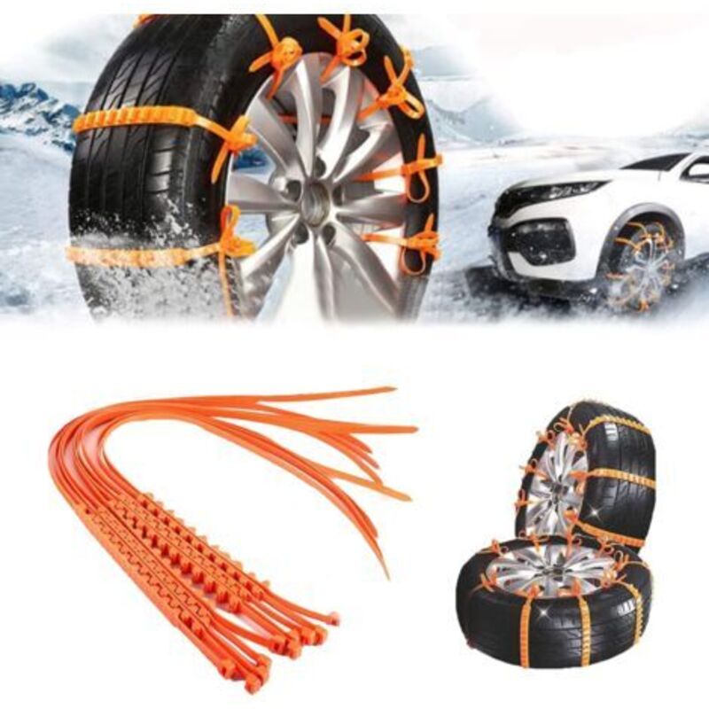 Anti-Rutsch-Kette für Autos, wiederverwendbare Anti-Schneeketten für Autos, universell verstellbare tragbare Notfall-Schneereifenketten für Autos,