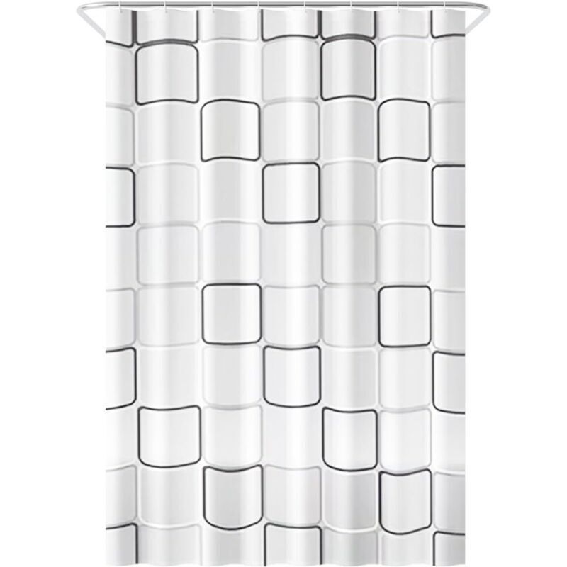 Anti-Schimmel-Duschvorhang – 120 x 200 cm – Würfelform, Polyester – inklusive Ringe – Duschvorhänge – Anti-Schimmel-Duschvorhang – Duschvorhang für