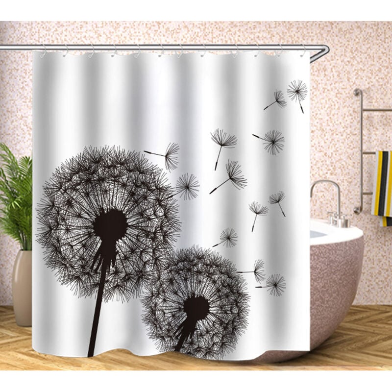 Anti-Schimmel-Duschvorhang, origineller Duschvorhang, maschinenwaschbar und wasserdicht, 12 integrierte Duschvorhangringe, Polyester, 180 x 180 cm,