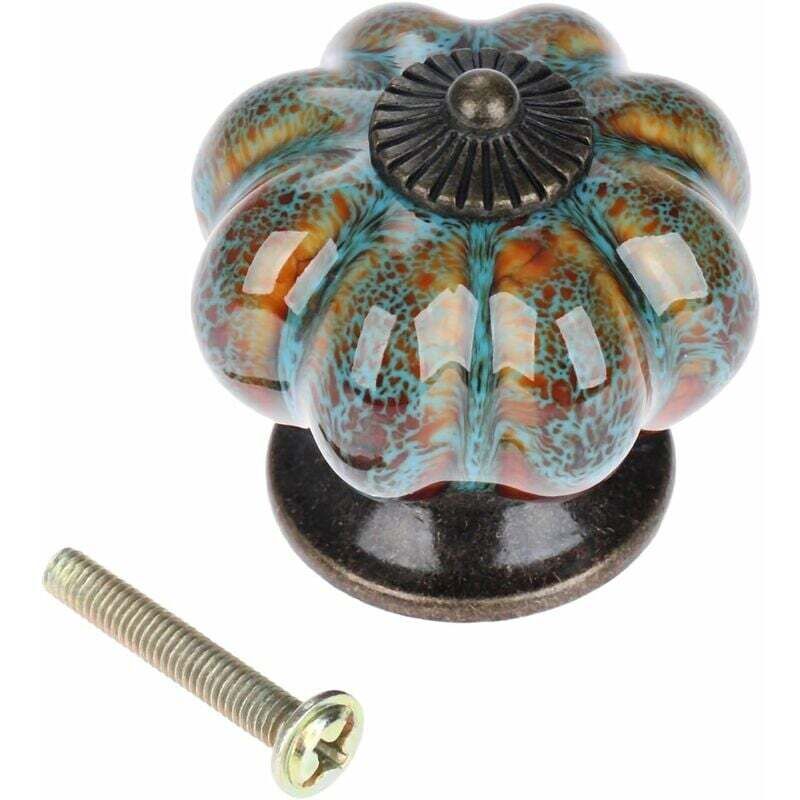 Pumpkin Antik-Keramik-Türknauf für Schränke, Schränke, Kommoden, Schubladen, Küchenmöbel, Ziehgriffe (10 Stück, Blau)