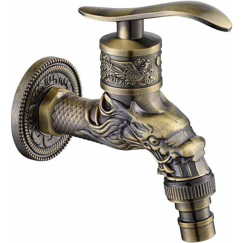 Odipie - Antiker Messing-Wasserhahn, antiker Wasserhahn, mit Drachenmotiv, antiker Messing-Wasserhahn für Zuhause, Küche, Badezimmer, Garten