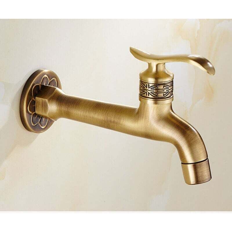 Antiker Messing-Wasserhahngriff, Wäsche-Badezimmer-Wandmontage, Waschmaschinenhahn, Gartenschlauch im Freien, einzelner Kaltwasserhahn