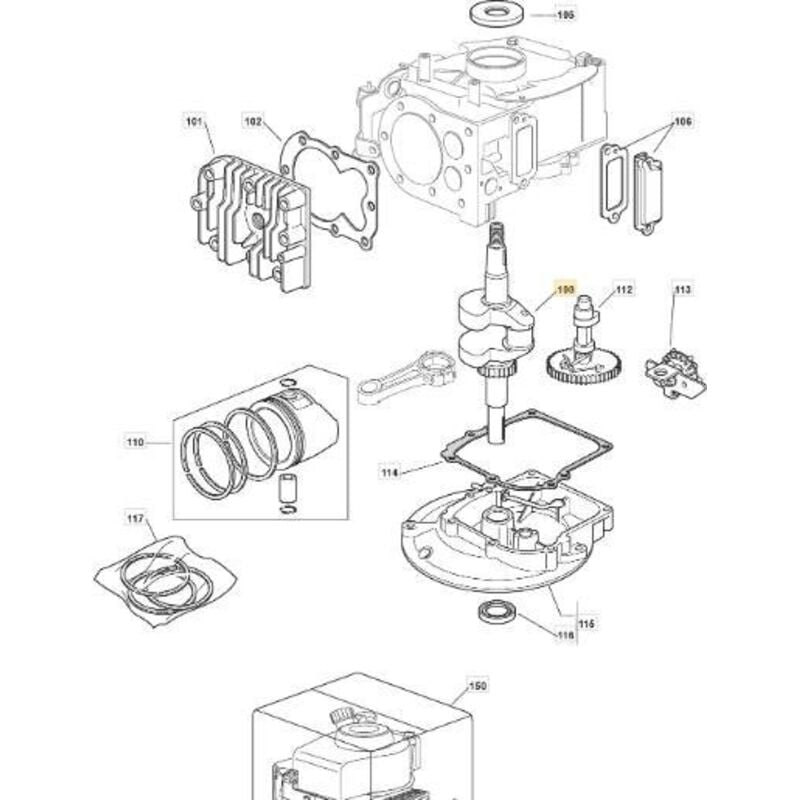 Kurbelwelle für Rasenmäher Rasenmäher COLLECTOR 46 - 46 COMBI - 46S