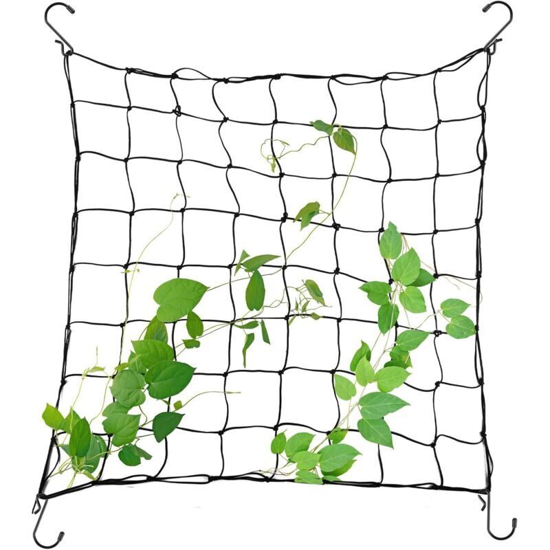 Anzuchtnetz für Growzelt - Elastisches Netz mit 4 Haken - Für Garten, Pflanzen, Gemüse, Obst, Blumen, Kletterpflanzen (120 x 120 cm)