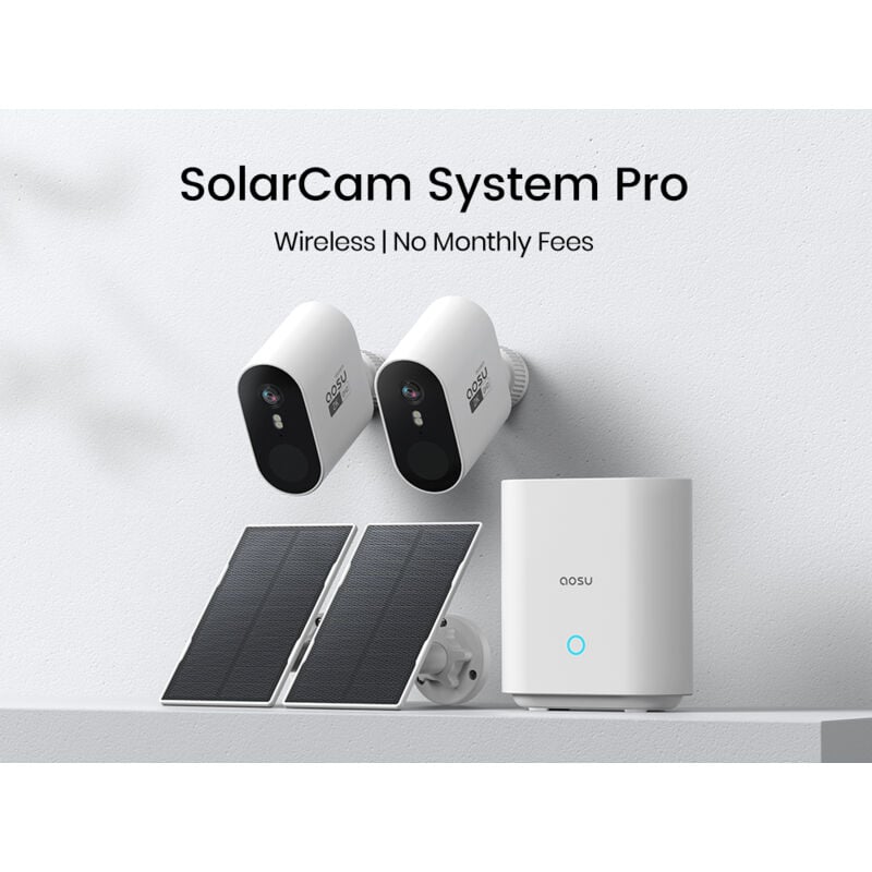 AOSU 2K Überwachungskamera Aussen Solar 2er-Set,Überwachungskamera Solar mit 32G Lokale Aufzeichnung,ohne ABO,Kabellos Outdoor Kameras mit