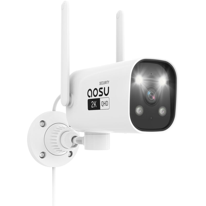 Aosu Outdoor Wi-Fi-Kamera Outdoor-Überwachungskamera 2K, Nachtsicht, wasserdicht, Bewegungssensor, 2-Wege-Audio, 24/7-Aufnahme, 2.4 G