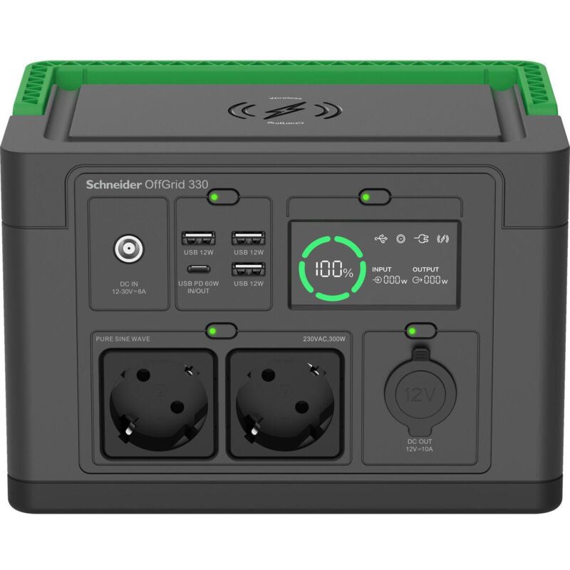 APC Schneider OffGrid Tragbare Powerstation 332Wh Schwarz Grün