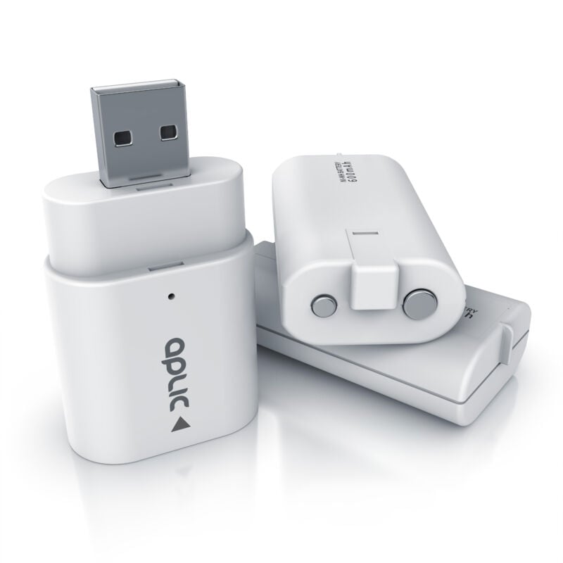 Ladegerät für XBox One Controller und Xbox Series Gamepad - 2 x Akkus 600 mAh für Gamepads - Ladeadapter - für / kompatibel mit XBox One s x - Aplic