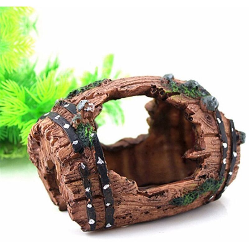 -Aquarium KüNstliches Fass, HöHle, Kunstharz, Ornamente, Landschaftsbau-ZubehöR für Aquarium, Aquarium, Dekoration, Hintergrund
