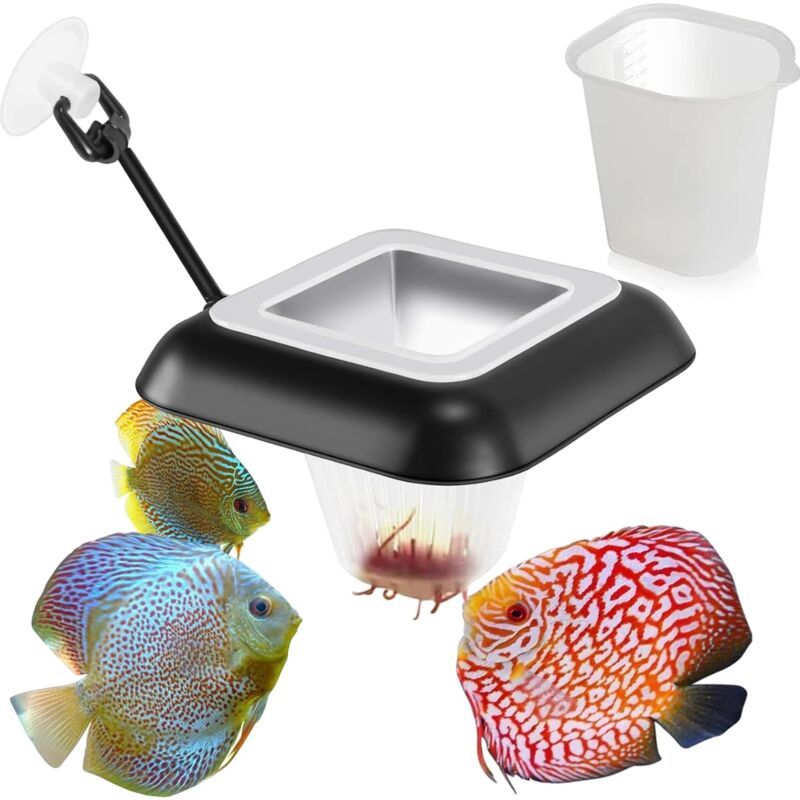 Ersandy - Aquarium-Schwimmring, 3-in-1-Kegel-Futterspender, Aquarium-Fischfutterspender, Aquarium-Zubehör für Goldfische, Buntbarsche, Guppys