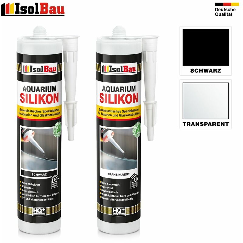 Aquarium Silikon 1-48 x 300ml Transparent Schwarz Glassilikon Aquarium Glass Farbe: Schwarz Menge: 2 Stück Artikel: Aquarium Silikon 300ml