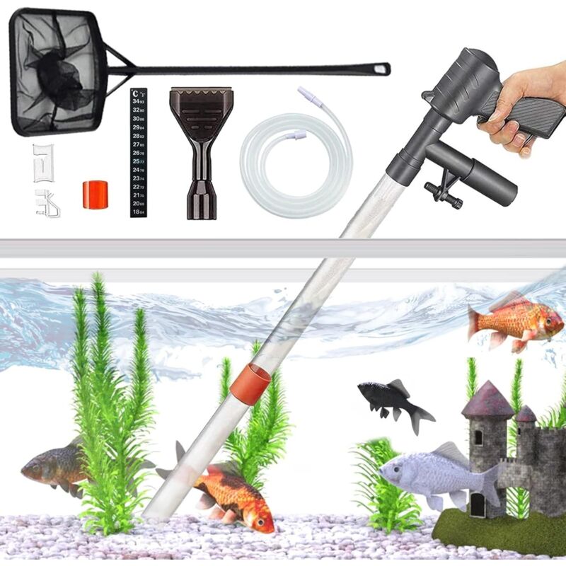 Aquarium-Staubsauger, Aquarium-Reiniger, Aquarium-Zubehör, Wasserwechselgerät für Aquarium, Semi-automatischer Wasserwechselschlauch, Pneumatische