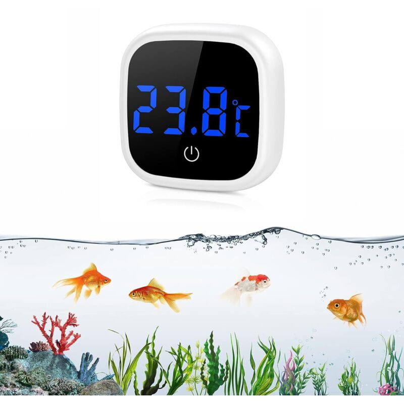 Aquarium-Thermometer, Mini-Digital-Aquarium-Thermometer, LED-Anzeige, Touchscreen, genaue elektronische Temperaturmessung für Aquarium, Meerwasser,