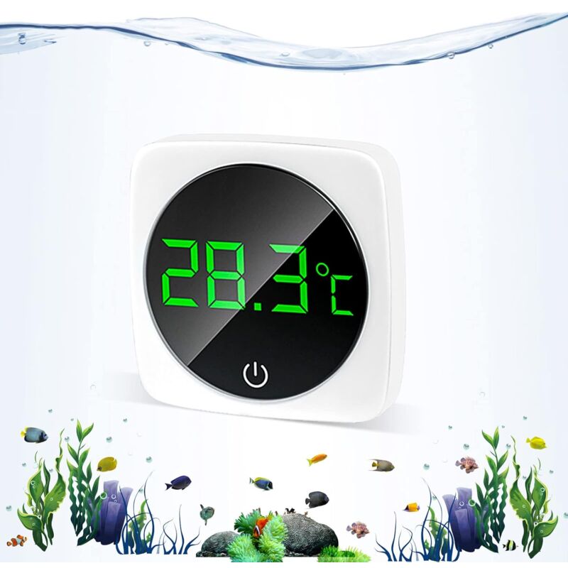 Aquarium-Thermometer, Touchscreen, präziser Aquarium-Temperatursensor, Wasserthermometer, energiesparendes und selbstklebendes Aquarium-Thermometer