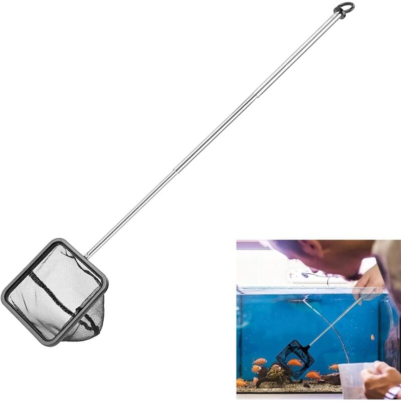 Ersandy - Aquariumkescher, Teleskop-Kescher, Mini-verstellbarer Teleskop-Fischkescher, Angelkescher mit ausziehbarem Griff, faltbarer Angelkescher