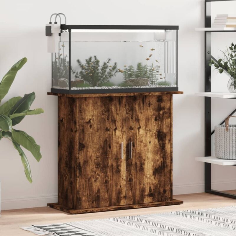 Aquariumständer,Aufbewahrungsschrank,Aquarium Unterschrank Räuchereiche 81x36x73 cm Holzwerkstoff NCEBE345743 BonneVie