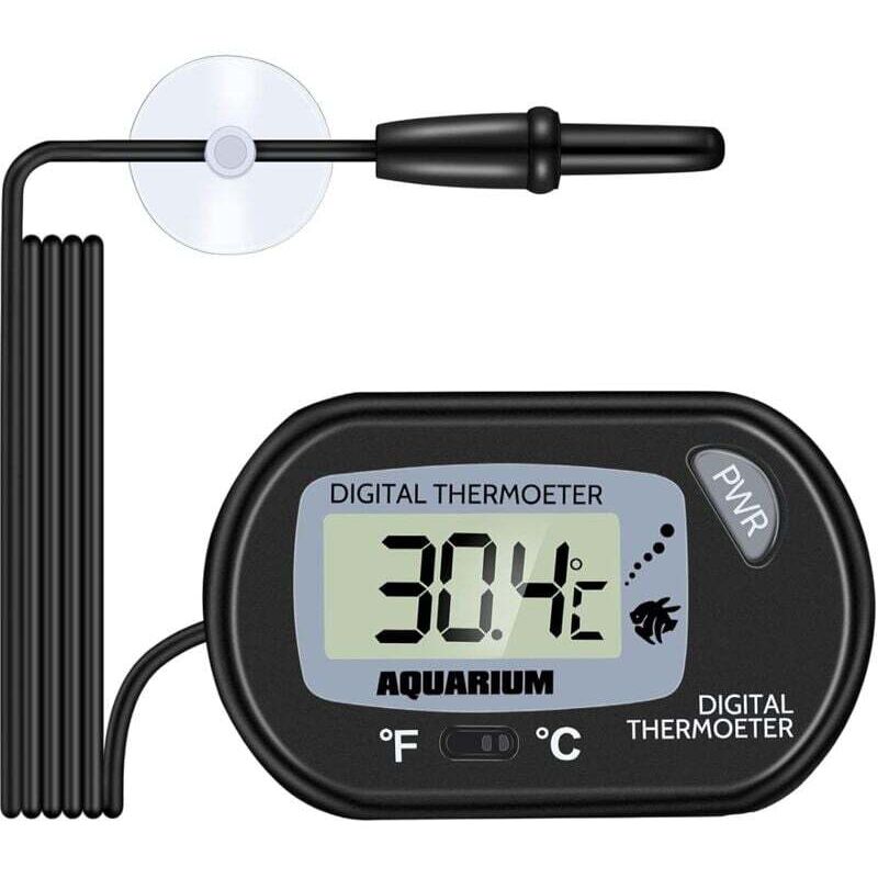 Aquariumthermometer – Digitales LCD-Aquariumthermometer mit Saugnapf und Tauchsonde für Aquarium und Terrarium
