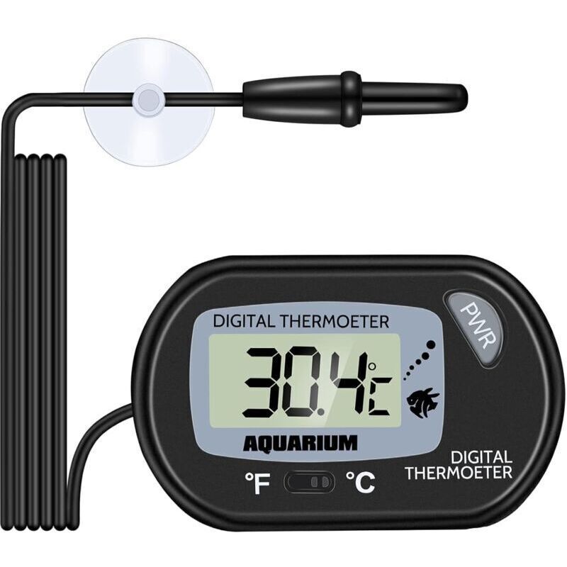 Aquariumthermometer – Digitales LCD-Aquariumthermometer mit Saugnapf und Tauchsonde für Aquarium und Terrarium