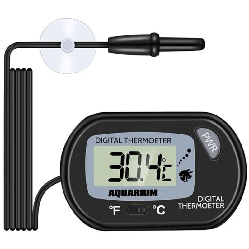 Aquariumthermometer – Digitales LCD-Aquariumthermometer mit Saugnapf und Tauchsonde für Aquarium und Terrarium