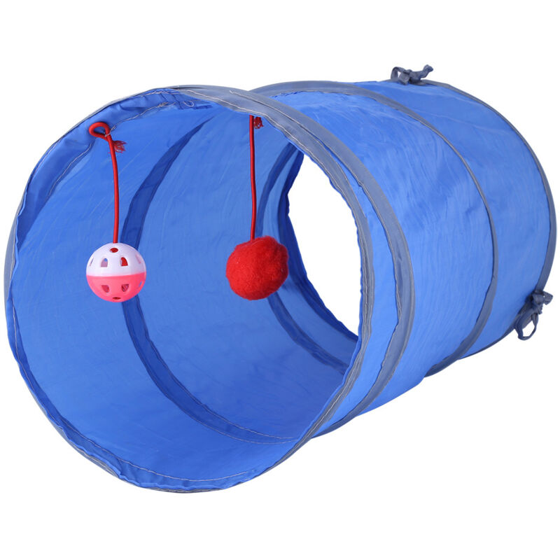 Aramox Haustiertunnel-Spielzeug für Kleintiere mit Glöckchen und Plüschball, Blapsible Leichtgewicht-Spielzelt für Katzen, Kätzchen und Frettchen