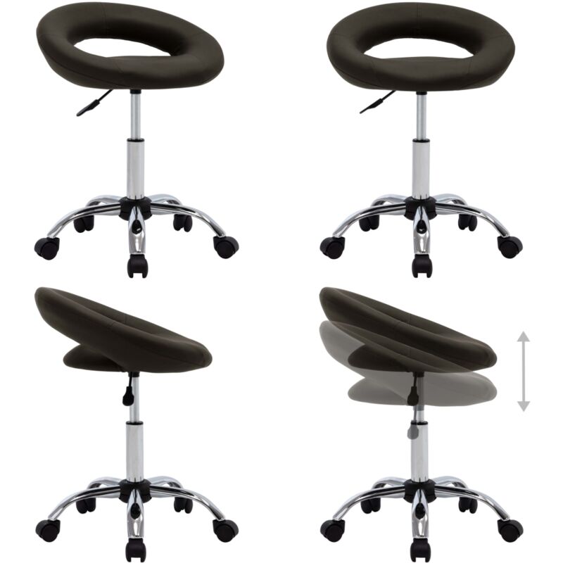 Arbeitshocker auf Rollen Braun Kunstleder - Bürostuhl - Rollstuhl - Arbeitshocker - Höhenverstellbar - Bürobedarf - Home & Living