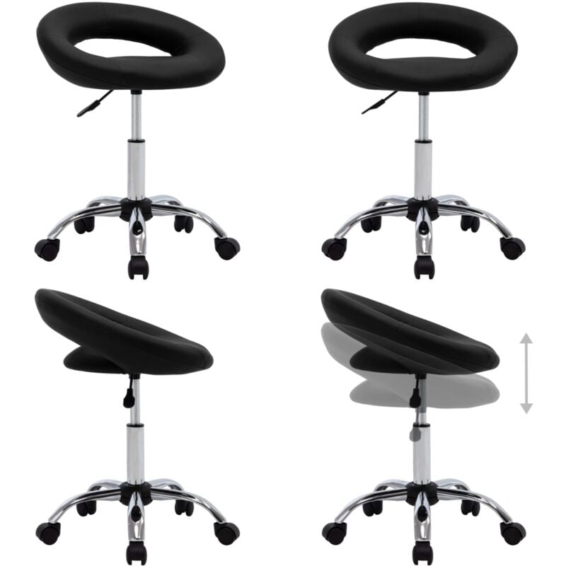 Vidaxl - Arbeitshocker auf Rollen Schwarz Kunstleder - Bürostuhl - Rollstuhl - Arbeitshocker - Bürobedarf - Ergonomischer Stuhl - Home & Living