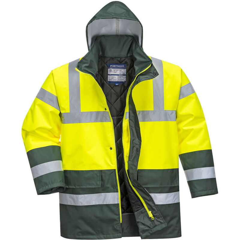 Portwest Warnschutz Kontrast Winter Verkehrsjacke Gelb/Grün M