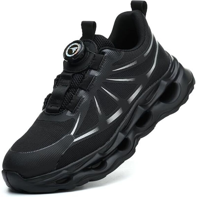 Arbeitsschuhe Herren Damen Sicherheitsschuhe mit Stahlkappe Leichte Stahlkappe Schutzschuhe mit drehbarer Schnalle Schnürsenkel Sicherheitsschuhe-42