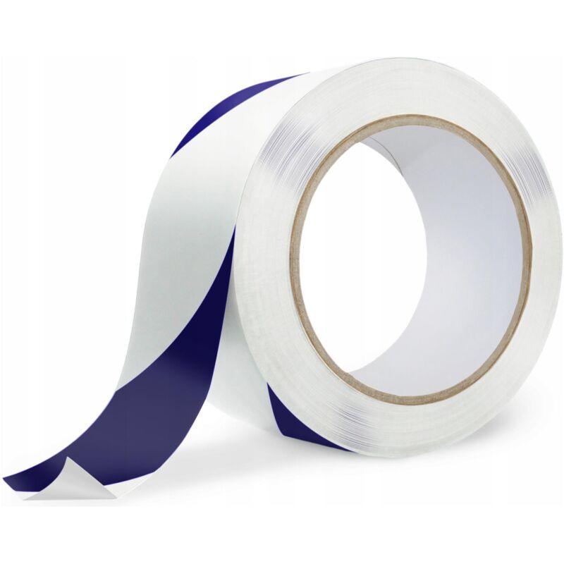 Arbeitsschutz-Kennzeichnungsband, weiß und blau, 48/33, Warnung, für Linien