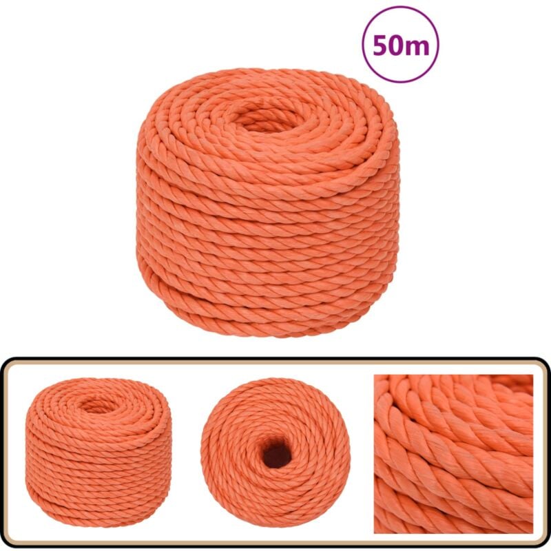 Arbeitsseil Orange 10 mm 50 m Polypropylen - Arbeiten Seil - Baumarkt Zubehör - Gartenarbeit Werkzeug - pp Seil - Polyester Seil