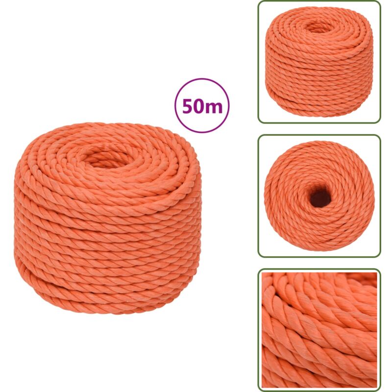 Arbeitsseil Orange 10 mm 50 m Polypropylen - Arbeiten Seil - Baumarkt Zubehör - Gartenarbeit Werkzeug - pp Seil - Polyester Seil