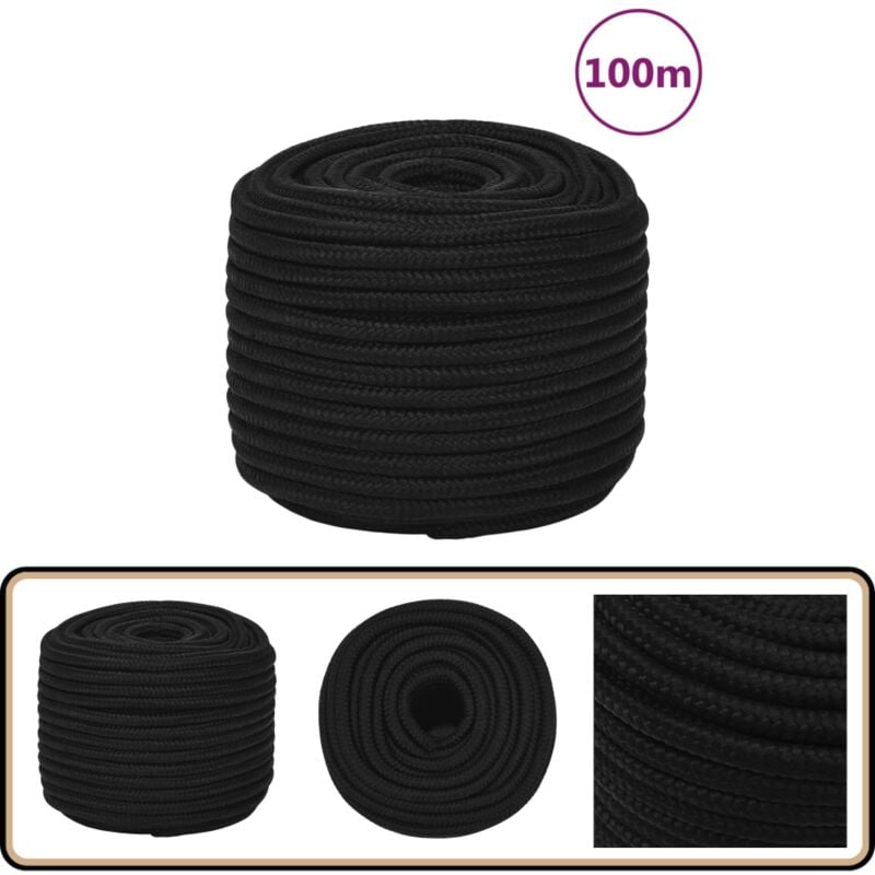 Vidaxl - Arbeitsseil Schwarz 14 mm 100 m Polyester - Arbeitseil - Polyester Seil - Schnur - Baumarkt - Gartenseil