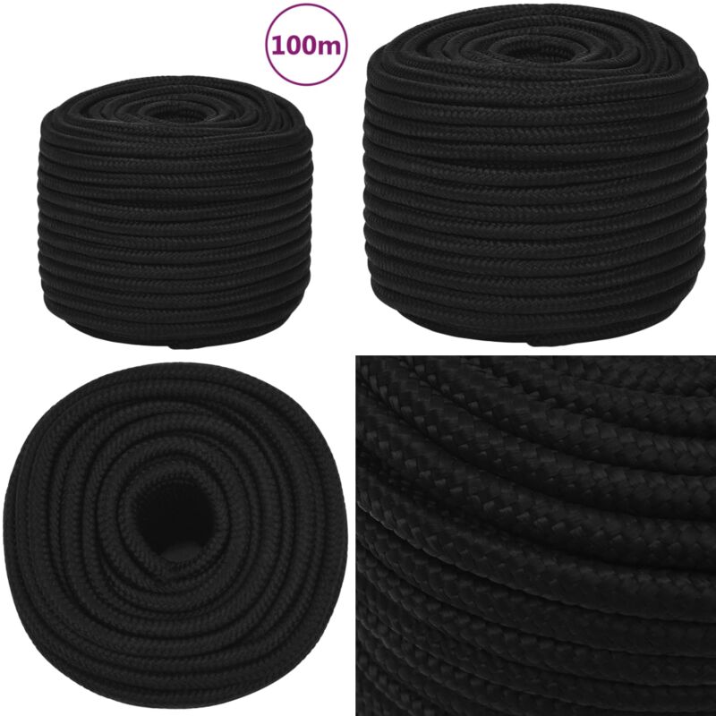 Vidaxl - Arbeitsseil Schwarz 14 mm 100 m Polyester - Arbeitseil - Polyester Seil - Schnur - Baumarkt - Gartenseil - Home & Living