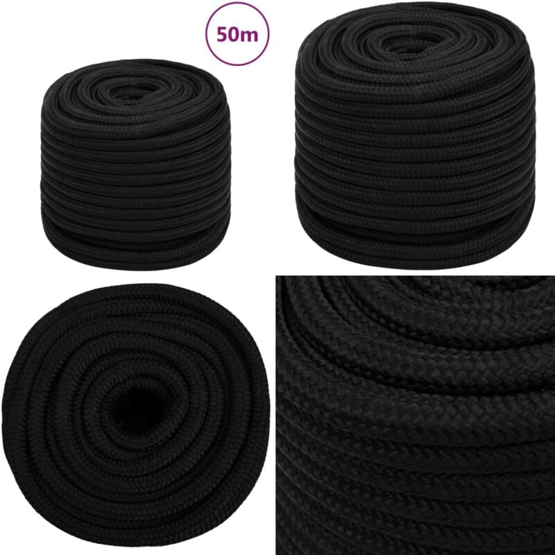 Vidaxl - Arbeitsseil Schwarz 18 mm 50 m Polyester - Arbeitseil - Polyester Seil - Schnur - Baumarkt - Gartenseil - Home & Living