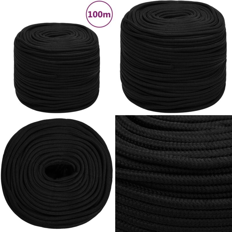 Arbeitsseil Schwarz 6 mm 100 m Polyester - Arbeitseil - Polyester Seil - Schnur - Baumarkt - Gartenseil - Home & Living