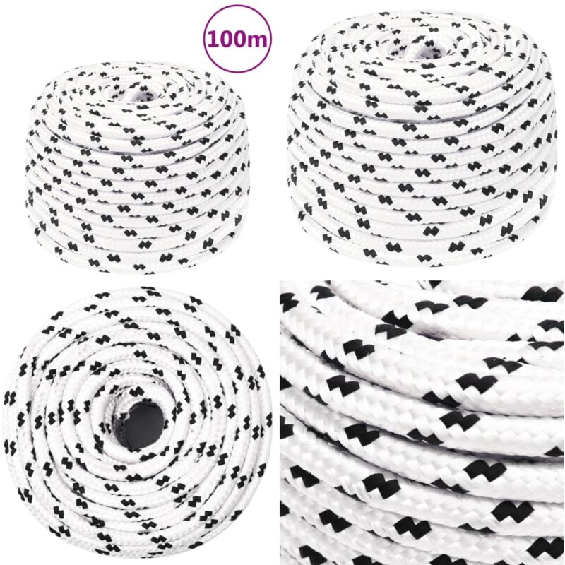 Arbeitsseil Weiß 10 mm 100 m Polyester - Arbeitseil - Polyester Seil - Geflochtenes Seil - Baumarkt Zubehör - Gartenseil - Home & Living