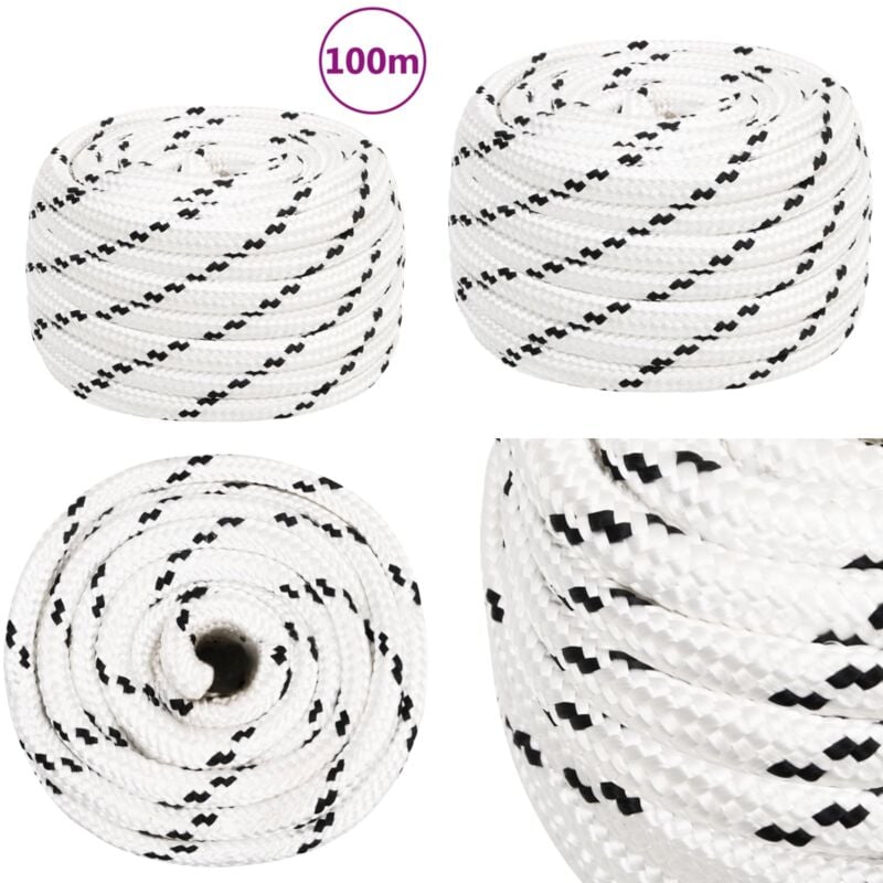 Arbeitsseil Weiß 18 mm 100 m Polyester - Arbeitseil - Polyester Seil - Geflochtenes Seil - Baumarkt Zubehör - Gartenseil - Home & Living