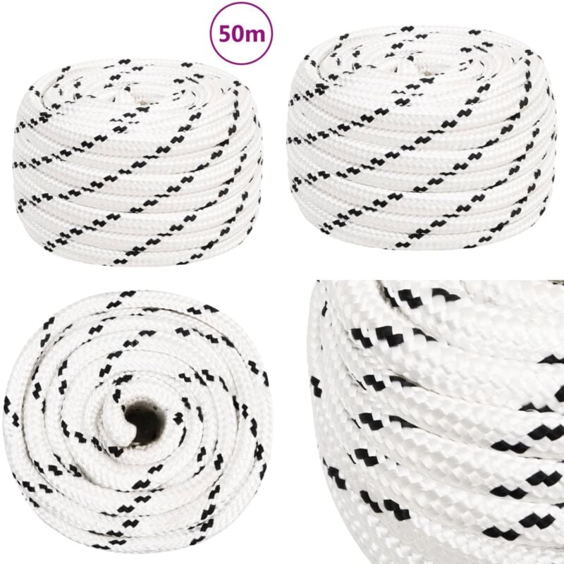 Arbeitsseil Weiß 18 mm 50 m Polyester - Arbeitseil - Polyester Seil - Geflochtenes Seil - Baumarkt Zubehör - Gartenseil - Home & Living