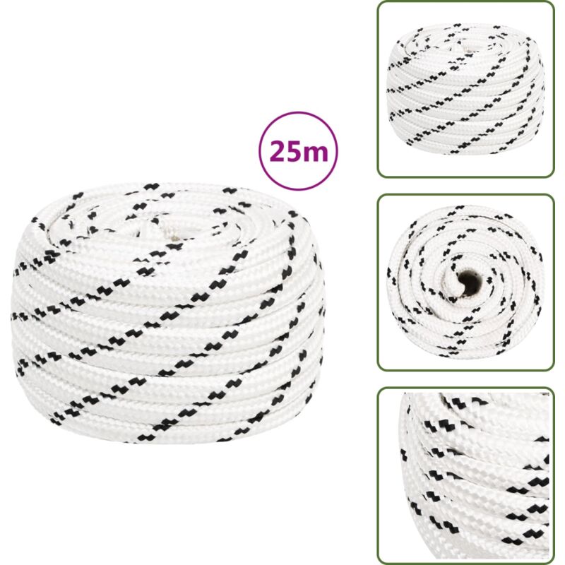 Arbeitsseil Weiß 20 mm 25 m Polyester - Arbeitseil - Polyester Seil - Geflochtenes Seil - Baumarkt Zubehör - Gartenseil