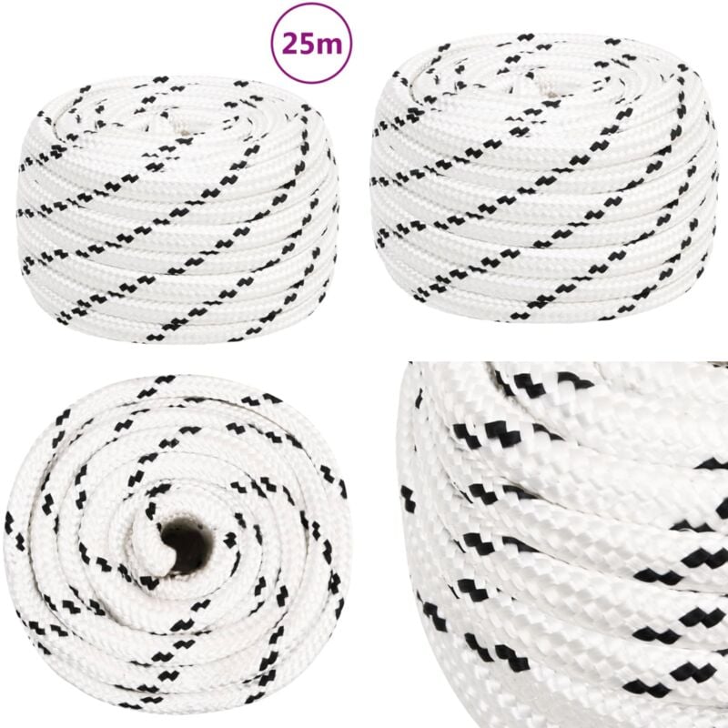 Arbeitsseil Weiß 20 mm 25 m Polyester - Arbeitseil - Polyester Seil - Geflochtenes Seil - Baumarkt Zubehör - Gartenseil - Home & Living