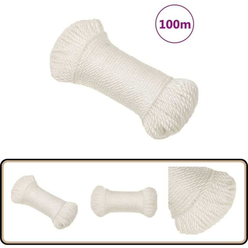 Arbeitsseil Weiß 3 mm 100 m Polypropylen - Arbeiterseil - PP-Seil - Polyesterseil - Baumarkt - Gartenseil