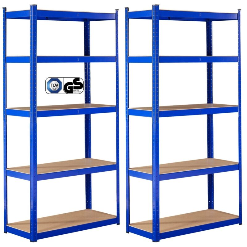 Arebos - 2x Schwerlastregal 180x90x30cm 875 kg Kellerregal Steckregal Blau