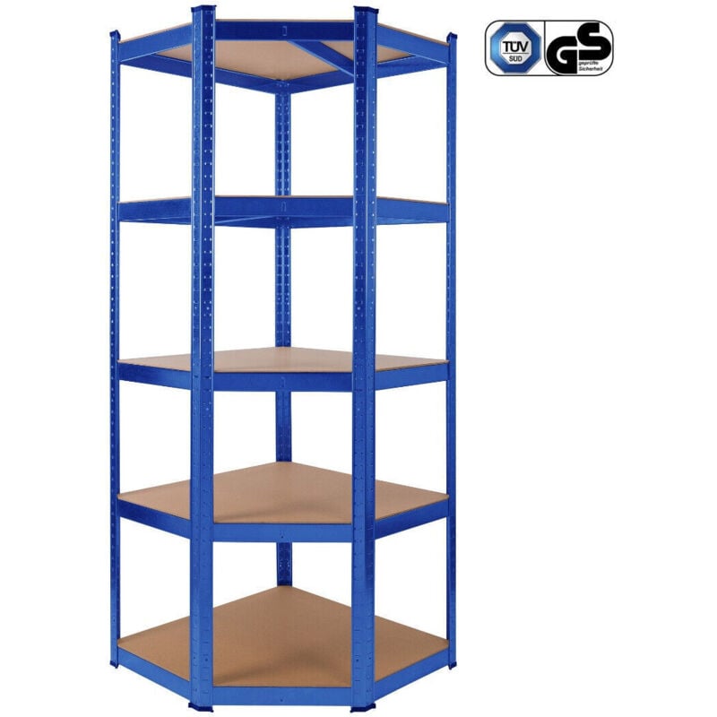 Arebos - Eckregal Schwerlastregal 180 x 70 x 70 cm 875 kg Kellerregal Steckregal Blau