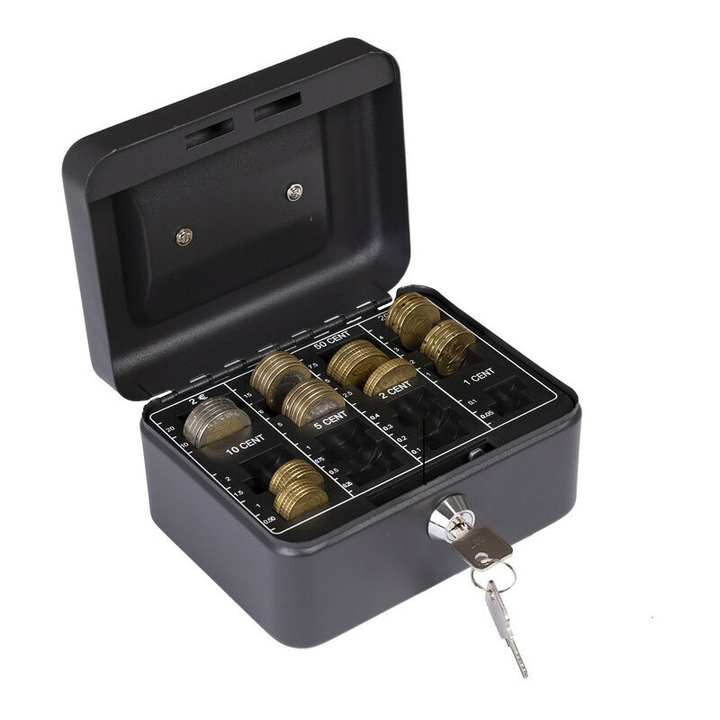 Elegant Cash Geldkassette mit Münzzählbrett, Geldbox aus Stahl mit Euro- Zählbrett für Münzen, Herausnehmbarer Zähleinsatz, Kasse mit Münzzählbrett,