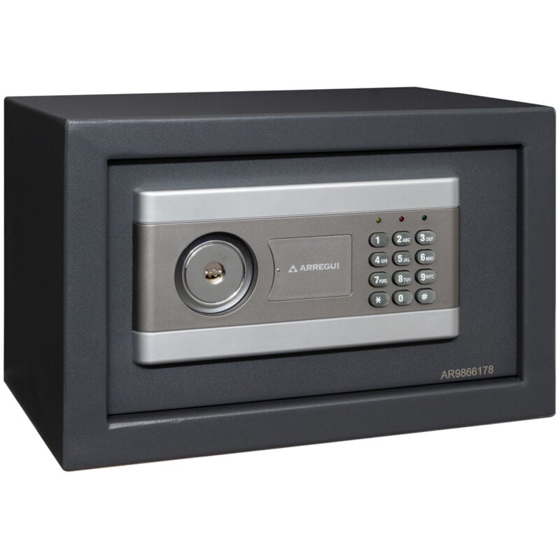ARREGUI Stylo 19010-S1 Möbeltresor Möbelsafe aus Stahl mit 2 Faktor- Sicherheitsschloss, Tresor Safe mit elektronischem Zahlenschloss + Schlüssel für