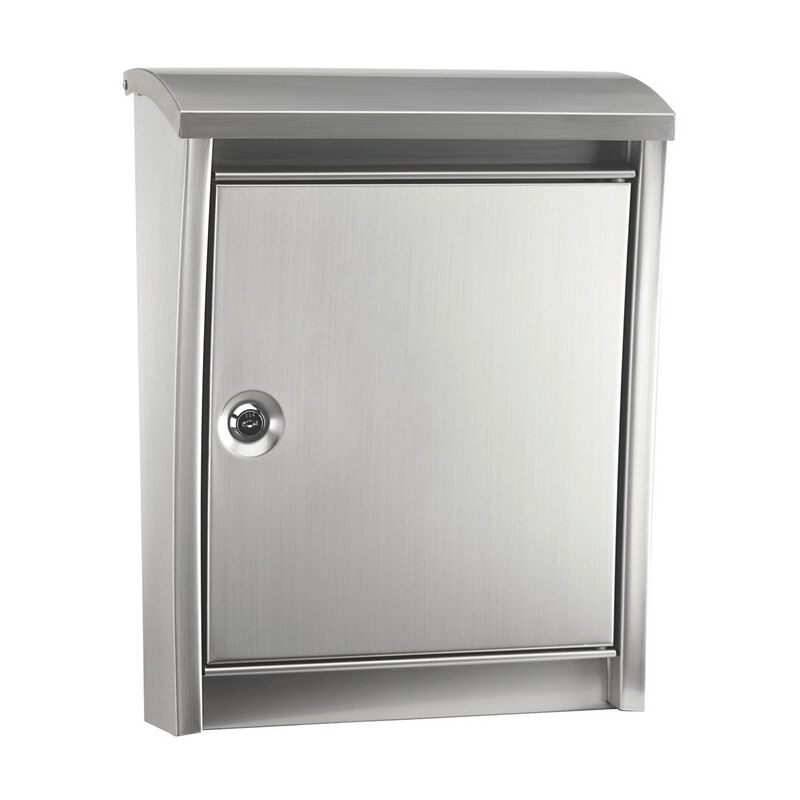 Arregui - Urban E5907 Briefkasten aus Edelstahl, Größe l (Zeitschriften und C4-Umschläge), Moderner Wandbriefkasten mit geschwungener Linienführung