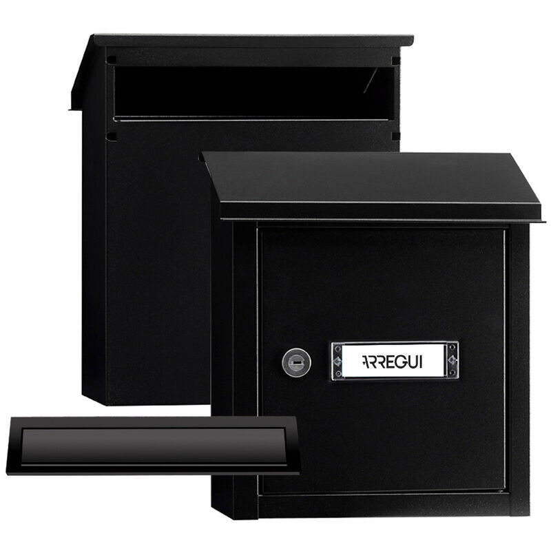Arregui - V4034 Komplettes Durchwurfbriefkasten Pack. Einwurfblende + Mauerdurchwurf Briefkasten. Briefschlitz Abdeckung und hinterer Briefkasten aus